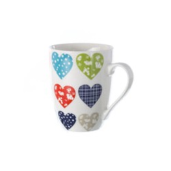 Taza Mug Con Corazones De Colores New Bone 350 Cc.
