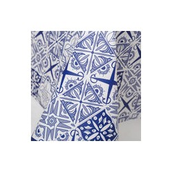 Mantel Rectangular de Algodon Decorado Vintage Azul 145 x 210 cm