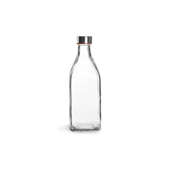 Botella De Vidrio Square De 1 Litro Y Tapa Acero Inox Ibili