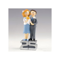 Cake Topper o Figura para Pastel de Bodas de Plata 25 Años