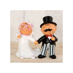 Cake Topper o Figura para Pastel de Novios Bigote y Lentes de Corazon