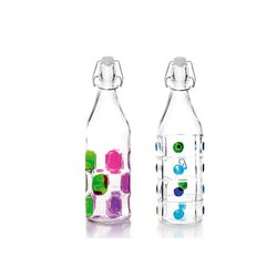 Botella de Vidrio Vintage Con Decorado Vintage 2 Unidades IBILI