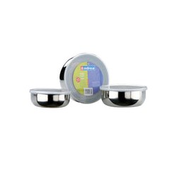 Set de 3 contenedores de Acero Inoxidable con tapa 14, 16 y 18 cm